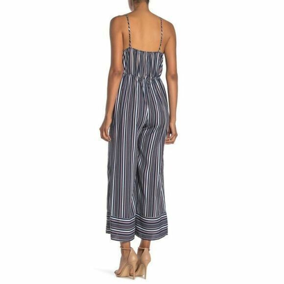 C-213 Nimi K Papillon Bow Front jumpsuit NAVY STRIPE size L - Picture 2 of 2